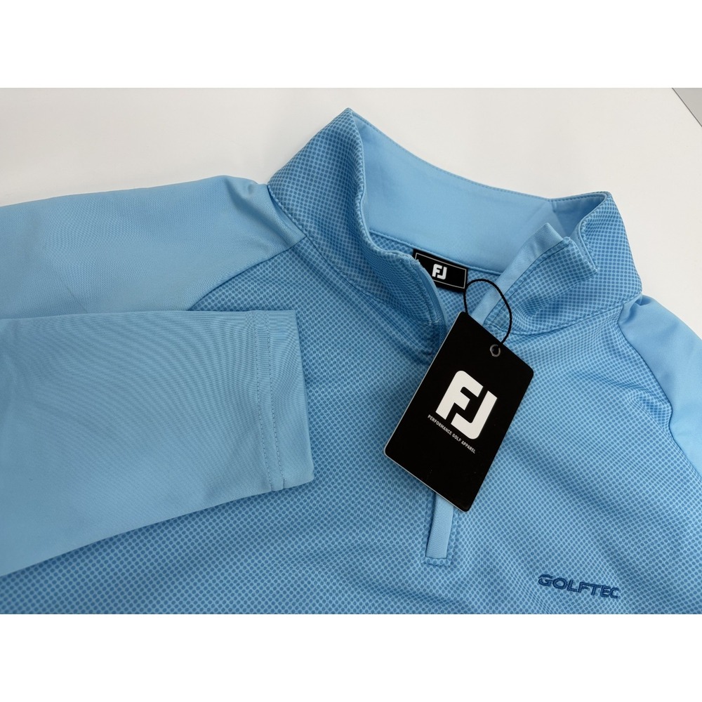 FootJoy Men's Golf Pullover Tonal Block Print 1/4 Zip Small Light Blue NWT $115